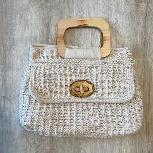 Vintage Woven Handbag - Handmade of Canvas